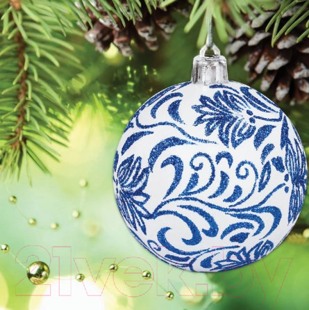 Изображение товара Набор шаров новогодних Золотая сказка Гжель / 591130 (4шт)