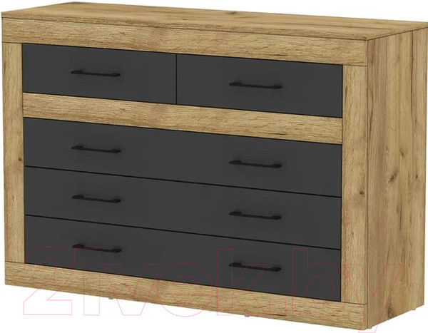 Изображение товара Комод Интерлиния Loft LT-5Ш (дуб золотой/антрацит)