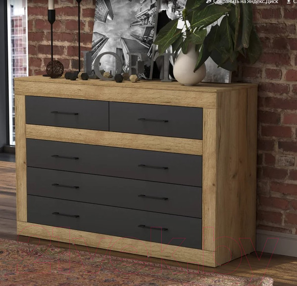 Изображение товара Комод Интерлиния Loft LT-5Ш (дуб золотой/антрацит)