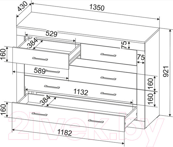 Изображение товара Комод Интерлиния Loft LT-5Ш (дуб золотой/антрацит)