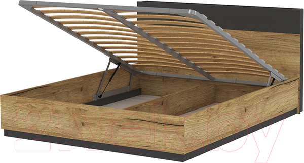 Изображение товара Двуспальная кровать Интерлиния Loft LT-К160 160x200 (дуб золотой/антрацит)
