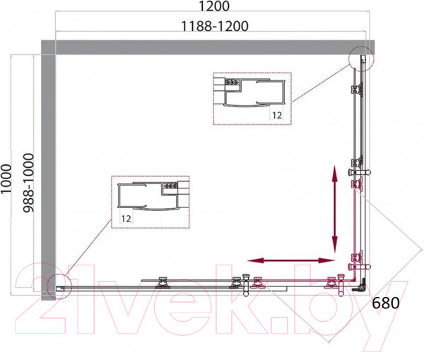 Изображение товара Душевой уголок BelBagno UNO-195-AH-2-120/100-C-Cr