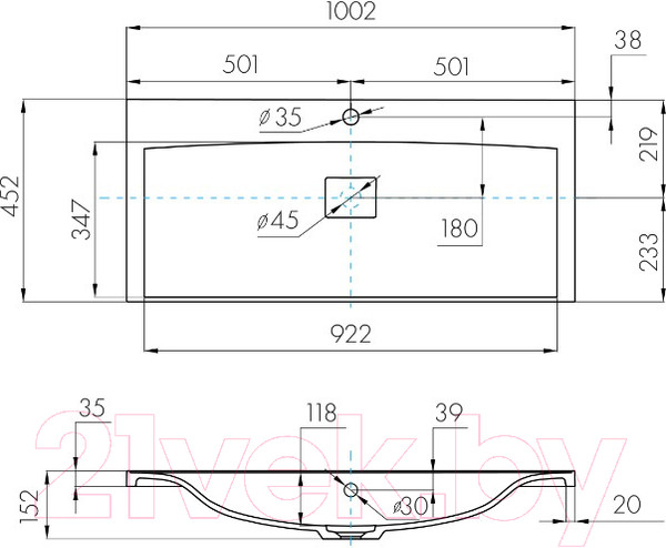 Изображение товара Тумба с умывальником Акватон Римини 100 (1A2328K4RN010)