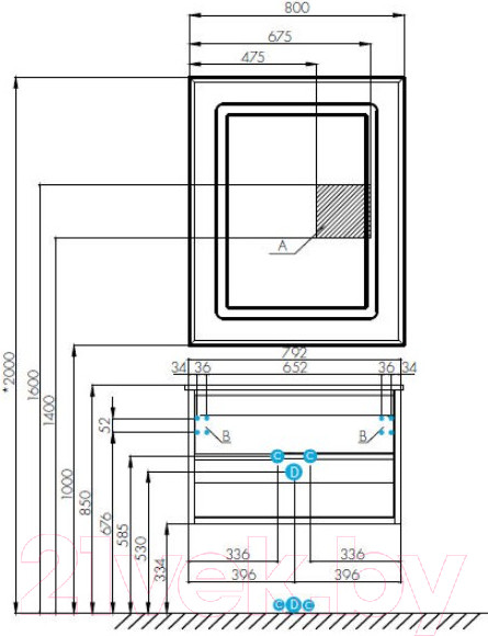 Изображение товара Тумба с умывальником Акватон Римини 80 (1A2267K4RN010)