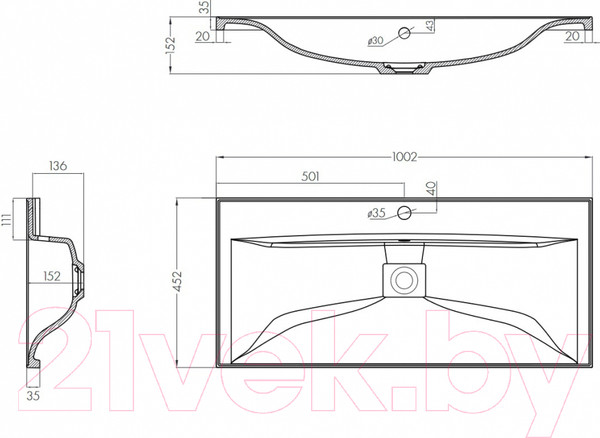 Изображение товара Тумба с умывальником Акватон Диор 100 (1A1677K3DR010)