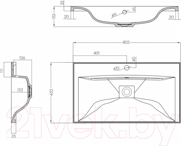 Изображение товара Тумба с умывальником Акватон Диор 80 (1A1678K3DR010)