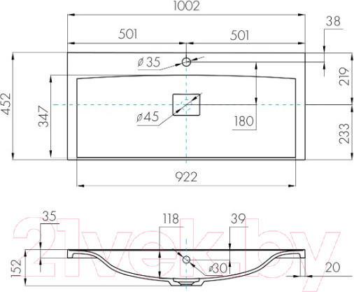Изображение товара Тумба с умывальником Акватон Мадрид 100 (1A1269K6MA010)