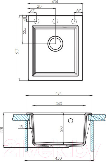Изображение товара Мойка кухонная Акватон Линеа 43 песочный (1A732932LW220)