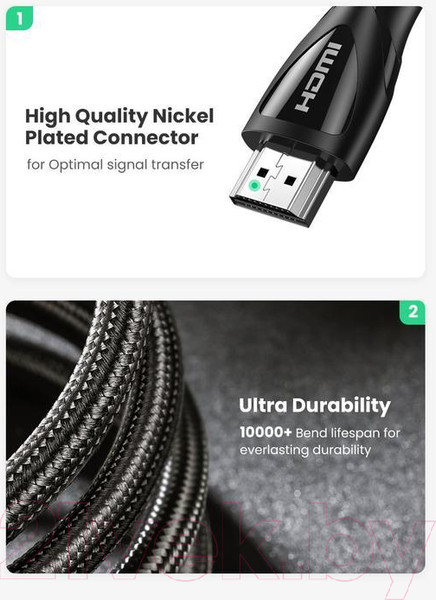 Изображение товара Кабель Ugreen HD140 / 80402 (1.5м, черный)