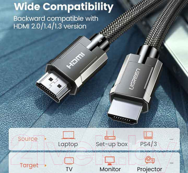 Изображение товара Кабель Ugreen HD135 / 70319 (1м, черный)