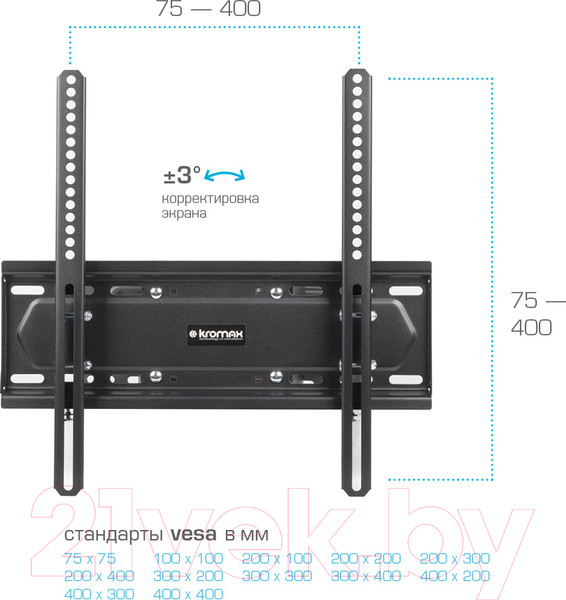 Изображение товара Кронштейн для телевизора Kromax Pixis-L-2 (черный)