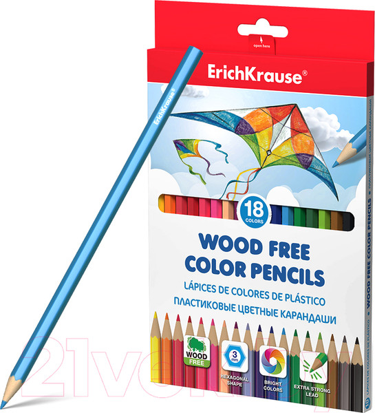 Изображение товара Набор цветных карандашей Erich Krause 53358 (18цв)