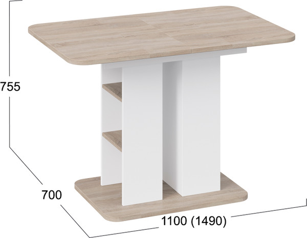 Изображение товара Обеденный стол ТриЯ Мюнхен тип 2 (белый ясень/дуб сонома)