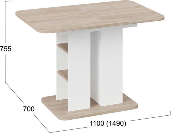 Изображение товара Обеденный стол ТриЯ Мюнхен тип 2 (белый ясень/дуб сонома)