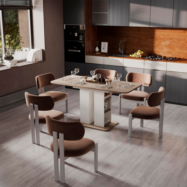 Изображение товара Обеденный стол ТриЯ Мюнхен тип 2 (белый ясень/дуб сонома)