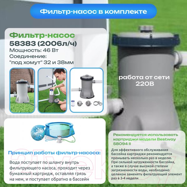 Изображение товара Каркасный бассейн Bestway 56420 (366x122)