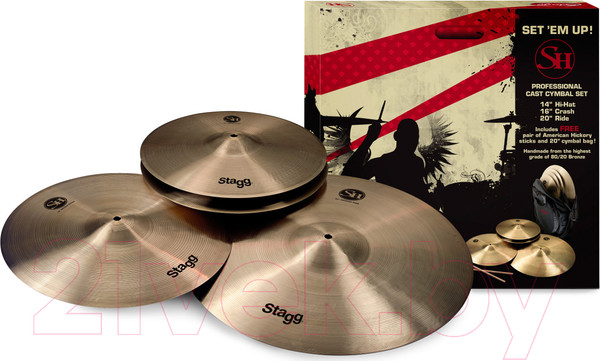Изображение товара Набор тарелок для ударной установки Stagg SH-SET (с чехлом и палочками)
