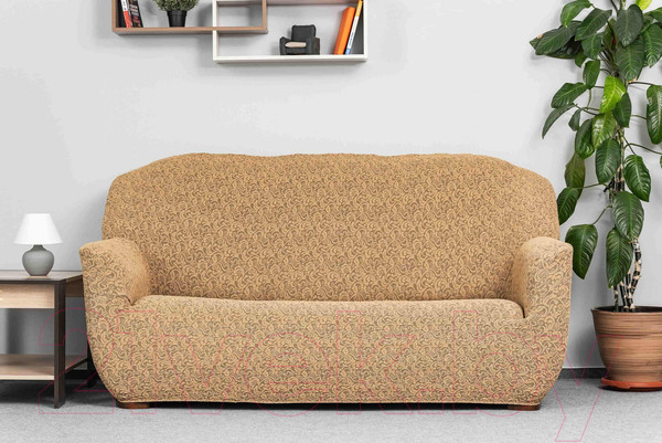 Изображение товара Чехол на 3-х местный диван Софатэкс Стандарт ПО-6 Венеция без оборки / 01214 (кофе с молоком)