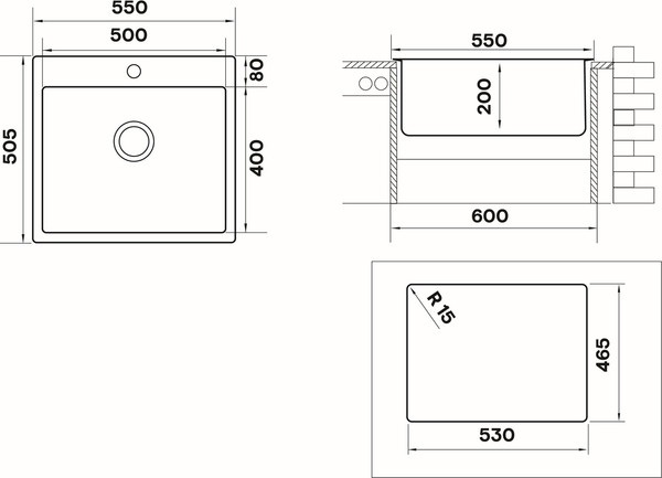 Изображение товара Мойка кухонная Longran Techno TEB550.505 -GT10P