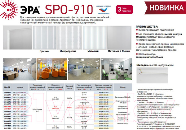 Изображение товара Панель светодиодная ЭРА SPO-910-3-40K-045 / Б0046479
