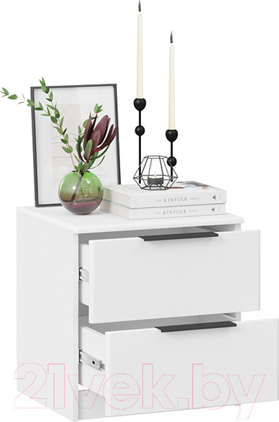 Изображение товара Прикроватная тумба ТриЯ Тесса (белый жемчуг/белый глянец)