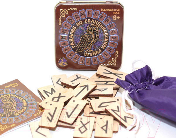 Изображение товара Руны для гадания Десятое королевство Гадание по скандинавским рунам / 02984 (жестяная коробка)