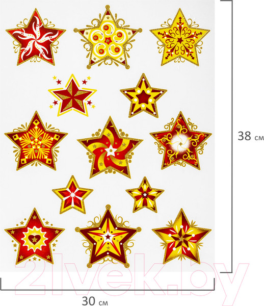 Изображение товара Набор наклеек на окно Золотая сказка Красно-золотые снежинки 4 / 591210