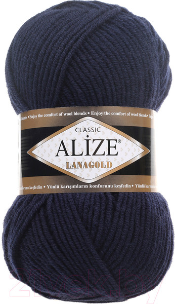 Изображение товара Пряжа для вязания Alize Lanagold 49% шерсть, 51% акрил / 58 (240м, темно-синий)