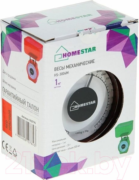 Изображение товара Кухонные весы HomeStar HS-3004M (красный)