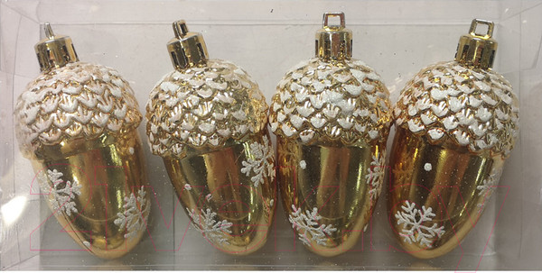 Изображение товара Набор елочных игрушек Волшебная страна Желудь / 007455 (4шт, золото)