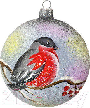 Изображение товара Шар новогодний Декарт Птичка Снегирь 8Ш0019 (8см, серебристый)