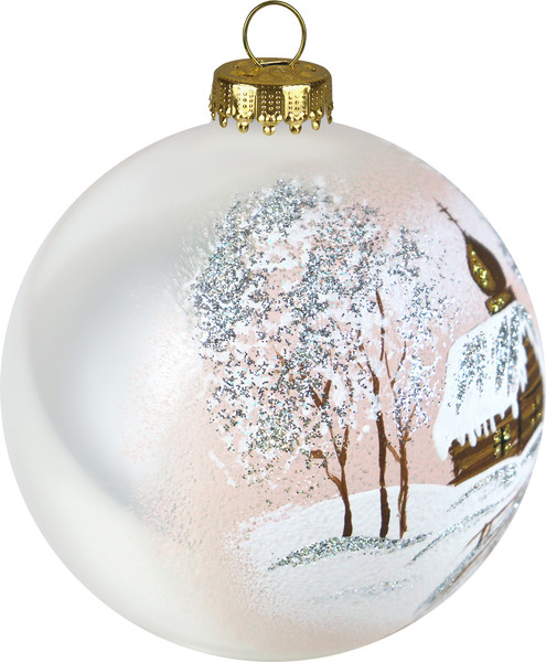 Изображение товара Шар новогодний Декарт Зимняя церквушка 8Ш0021 (8см, бежевый)