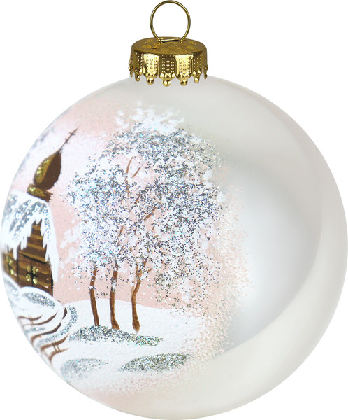 Изображение товара Шар новогодний Декарт Зимняя церквушка 8Ш0021 (8см, бежевый)