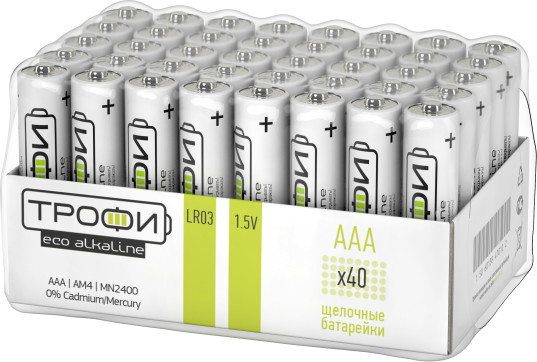 Изображение товара Комплект батареек Трофи LR03-40 Bulk Eco