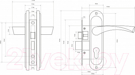 Изображение товара Замок врезной Стандарт 132/50B GP (латунь)