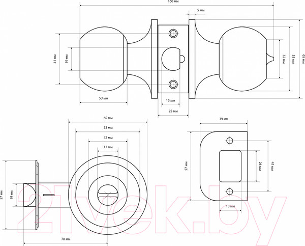 Изображение товара Ручка дверная Стандарт 607 ET AB (бронза)
