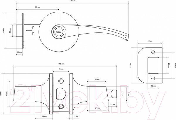 Изображение товара Ручка дверная Стандарт 8901 ET AB (бронза)