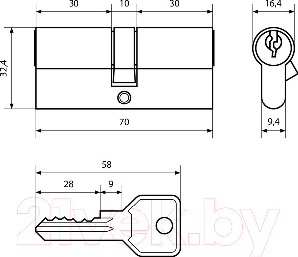Изображение товара Цилиндровый механизм замка Стандарт Z.I.70-5K BP