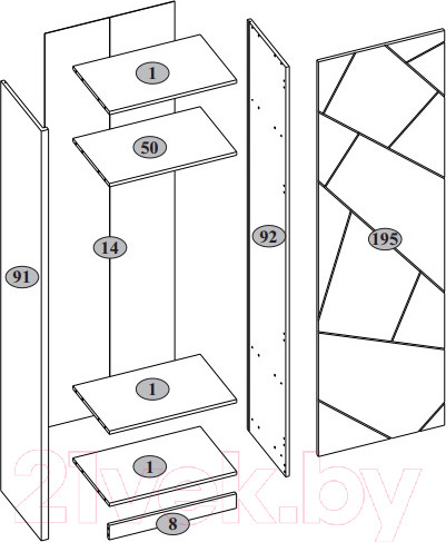 Изображение товара Шкаф-пенал Anrex Kaylas 1D (дуб каньон/силк шитаке)