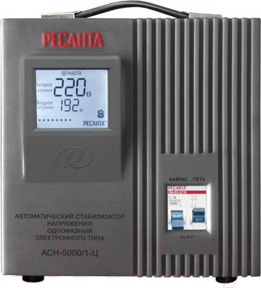 Изображение товара Стабилизатор напряжения Ресанта АСН- 5 000/1-Ц (63/6/6) + Тепловентилятор ТВС-1 (67/2/1)