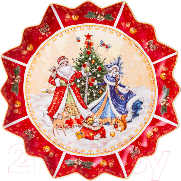 Блюдо Lefard Дед Мороз и Снегурочка / 85-1735 (красный)