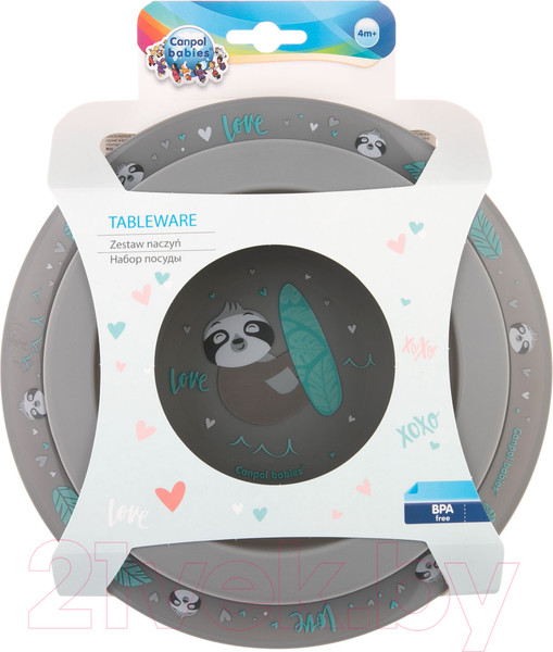 Изображение товара Набор тарелок для кормления Canpol Exotic Animals / 56/523 (серый)