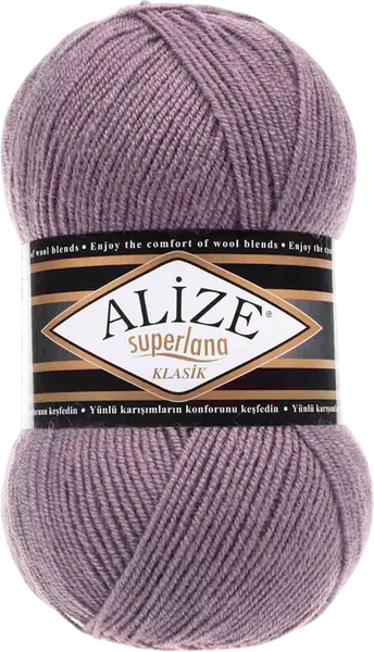 Изображение товара Пряжа для вязания Alize Superlana 25% шерсть, 75% акрил / 312 (280м, сиреневый)