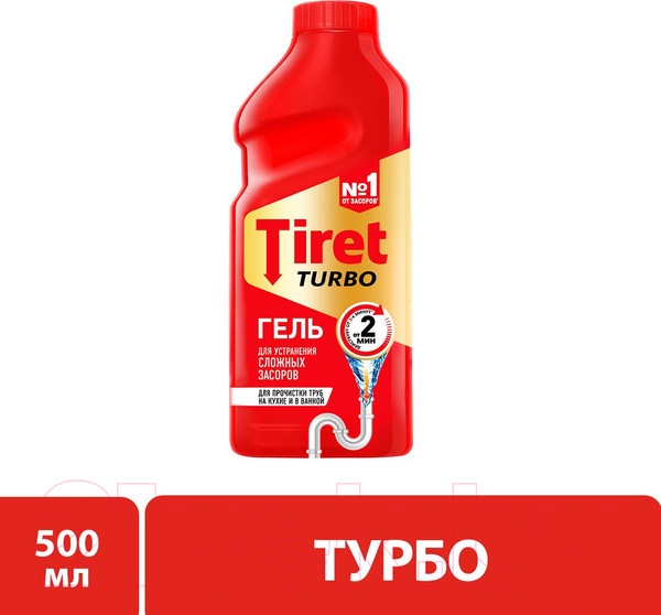 Изображение товара Средство для устранения засоров Tiret Turbo (0.5л)