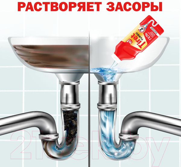 Изображение товара Средство для устранения засоров Tiret Turbo (0.5л)