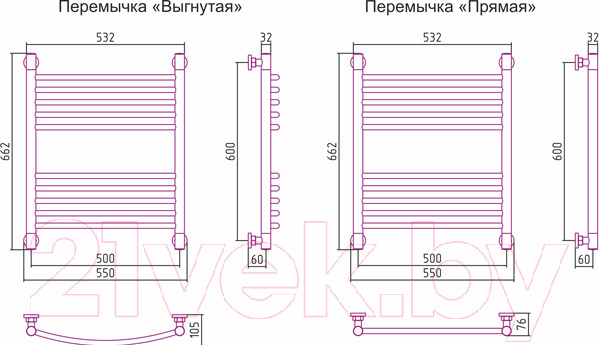 Изображение товара Полотенцесушитель водяной Сунержа Богема+ прямая 60x50 / 00-0220-6050