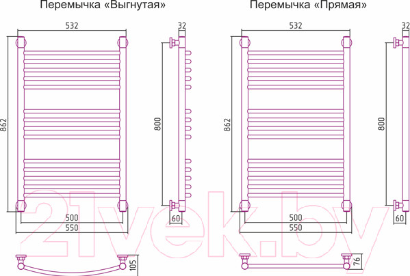 Изображение товара Полотенцесушитель водяной Сунержа Богема+ прямая 80x50 / 00-0220-8050