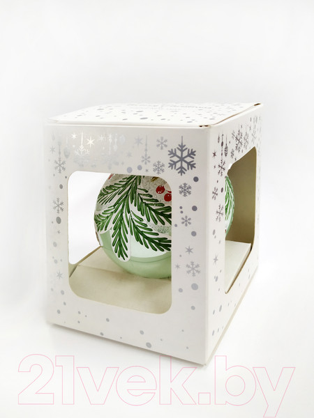 Изображение товара Шар новогодний Декарт Рябинушка 8Ш0025 (8см, белый)