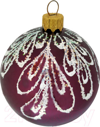 Изображение товара Шар новогодний Декарт Зимний узор 8Ш0027 (8см, бордовый)