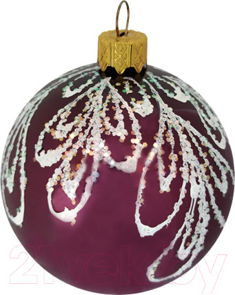 Изображение товара Шар новогодний Декарт Зимний узор 8Ш0027 (8см, бордовый)